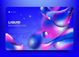 abstract Landing page template with liquid shapes effects vector