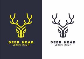 Stiff art style of deer head in yellow and dark blue color vector