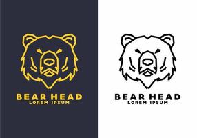 Stiff art style of bear head in black and yellow color vector