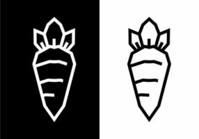 Stiff art style of black and white carrot vector