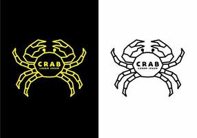 Stiff art style of yellow and black line art of crab vector