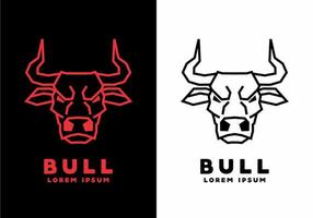 Stiff art style of red and black bull head vector