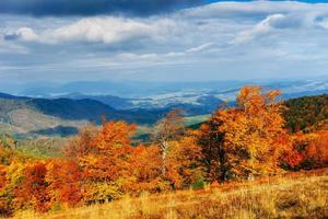 mountain range in the Carpathian Mountains in the autumn season. photo