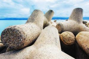 Stones on the seashore. coast beach. Sicily. Italy. Europe