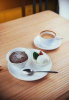 Cake ice cream with chocolate and cappuccino photo