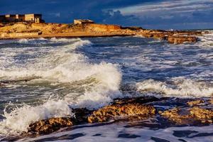 Spring view of the coast at sunset city Trapani. Sicily photo