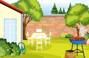 Scene of backyard with a fence vector