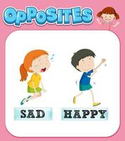 Opposite words for sad and happy vector