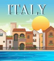 Italy iconic tourism attraction building background vector