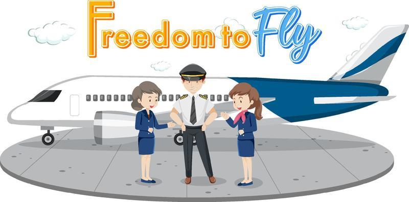 Freedom to fly typography design with aircrew characters