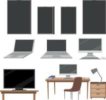 Set of different laptop computer in office vector