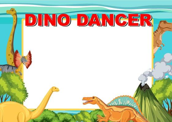 Banner design with dinosaurs in background