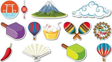 Set of different traditional objects vector