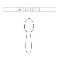 Trace the letters and color spoon. Handwriting practice for kids. vector