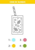 Color cartoon cocktail by numbers. Worksheet for kids. vector