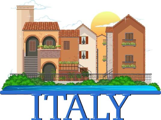 Travel Italy building attraction and landscape icon