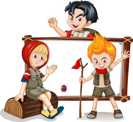 Board template with kids in safari outfit