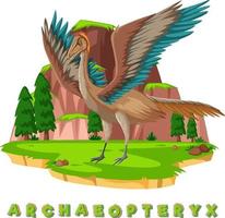 Dinosaur wordcard for archaeopteryx vector