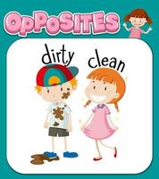 Opposite words for dirty and clean vector