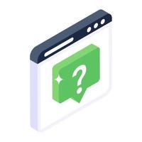 Icon of online help in isometric design vector