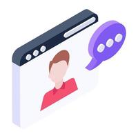 Online consultant in a web, web support isometric icon vector