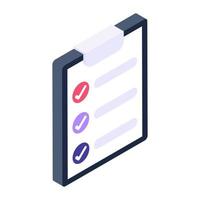 Bulleted checklist isometric icon design vector