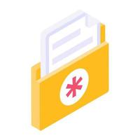 Record of medical documents in isometric design vector