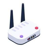 servicio de internet con enrutador wifi inalámbrico, icono isométrico vector