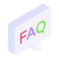 pregunta frecuente en icono isométrico, faq vector