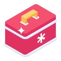 Trendy icon of first aid kit, isometric vector