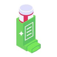 A medical inhaler device in isometric icon vector