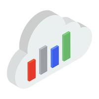 Isometric icon of cloud analytics, editable design vector