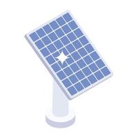 icono de recurso de energía solar en diseño isométrico, vector de panel solar
