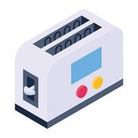 Isometric style of toaster, toast machine icon vector