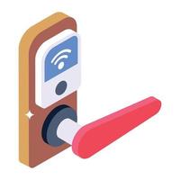 Smart connected home technology, isometric icon of wifi door vector