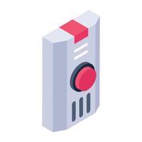 Fire alert switch, isometric icon of emergency button vector