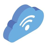 Wifi signals with cloud, cloud wifi icon vector