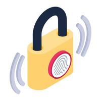 Smart security technology, isometric icon of biometric lock vector