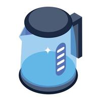 Isometric design icon of electric kettle, kitchenware vector