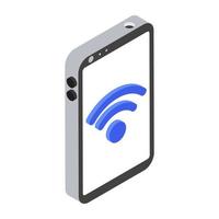 icono de wifi móvil en diseño isométrico vector