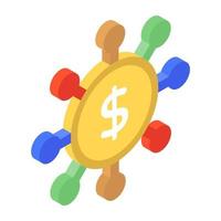 Financial network in isometric icon vector