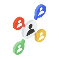 An isometric icon of a personal network in editable style vector