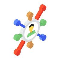 An isometric icon of user network in editable style vector