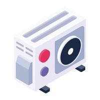 Air conditioner outer hardware device, isometric icon of ac fan vector