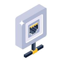 Modern style icon of network port, editable vector