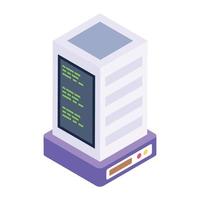 Isometric design of data center icon, server rack vector