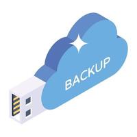 Editable design of cloud backup icon vector