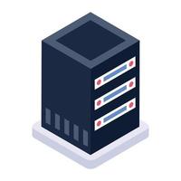 Isometric design of data center icon, server rack vector