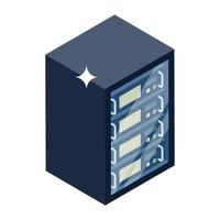 Isometric design of data center icon, server rack vector