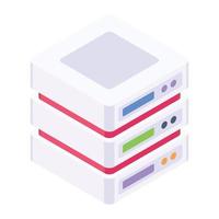 Isometric design of data center icon, server rack vector